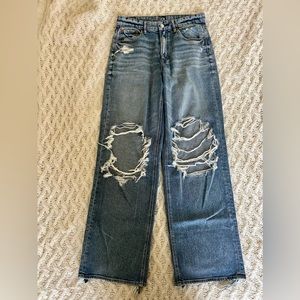 American Eagle Super High Rise Baggy Straight Jeans